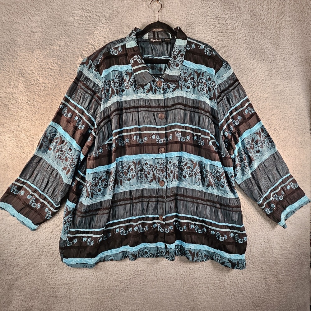Maggie Barnes Top Women 4X Button Front Lagenlook Artsy Dark Romantic Whimsigoth